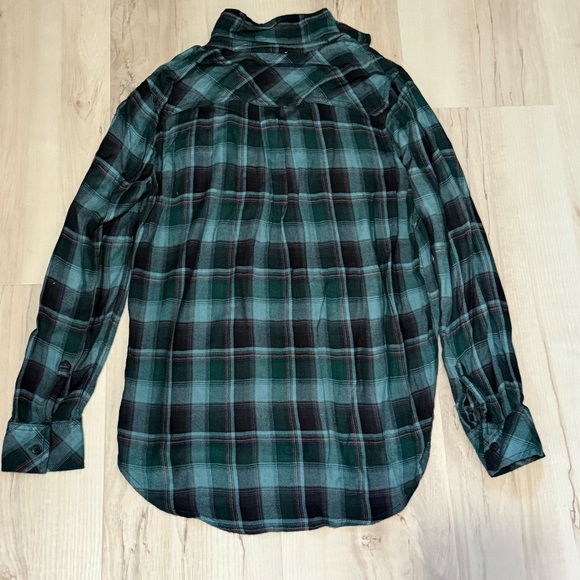 beachlunchlounge Teal and Black Plaid Blouse - Picture 3 of 7